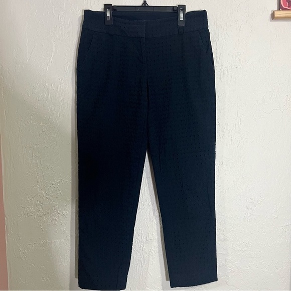 𝅺LOFT Zoe Ankle Navy Blue Eyelet Pants Size 4 - Picture 10 of 11